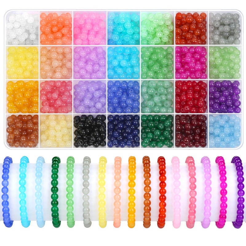 shynek 1400 Pieces 6mm Round Glass Beads for Jewelry Making  28 Colors Crystal Beads for Bracelets Jewelry Making and DIY Crafts(Solid Color) - Image 1